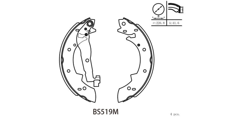 Brake Shoe 519 Bmw 3-Series [E30] (82-92) Nissan Skyline (87-92) Toyota Camry (93-00) Cressida