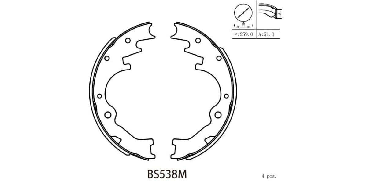 Brake Shoe 538 Cord Courier All (86-00) Mazda B-Series Nissan 1 Tonner (88-96) Hardbody (99-02)