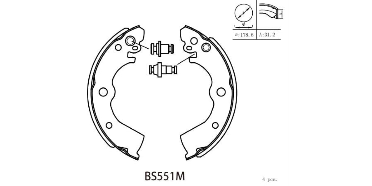 Brake Shoe 551 Nissan Sabre 160 (94-00) Sentra 140I 160I (93-97) (Bs551M) Motopart Shoes