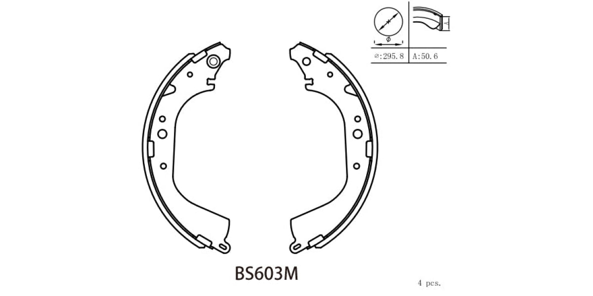 Brake Shoe 603 Nissan Hardbody (99-02) Toyota Hilux (98-05) Quantum (04-) (Bs603M) Motopart Shoes