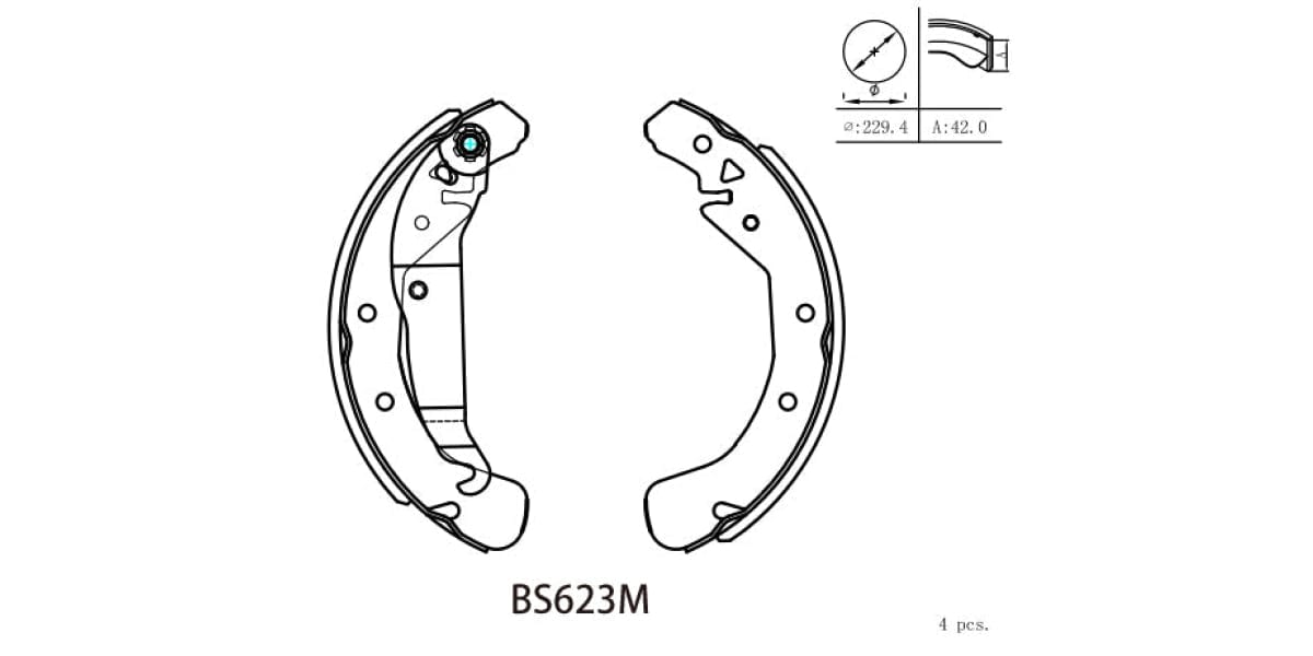 Brake Shoe 623 Chev Utility (2011-) Opel Astra (99-04) Corsa (01-09) (Bs623M) Motopart Shoes