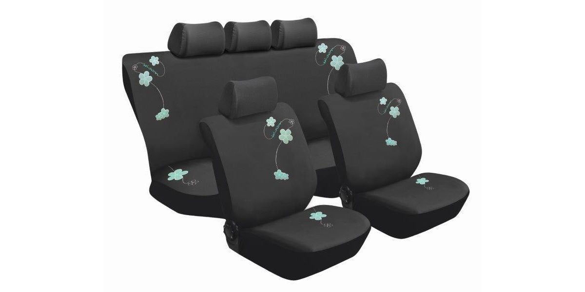 Car Seat Cover 11 Piece Blossom Mint Seat Cover Set SA468 -Modern Auto Parts!