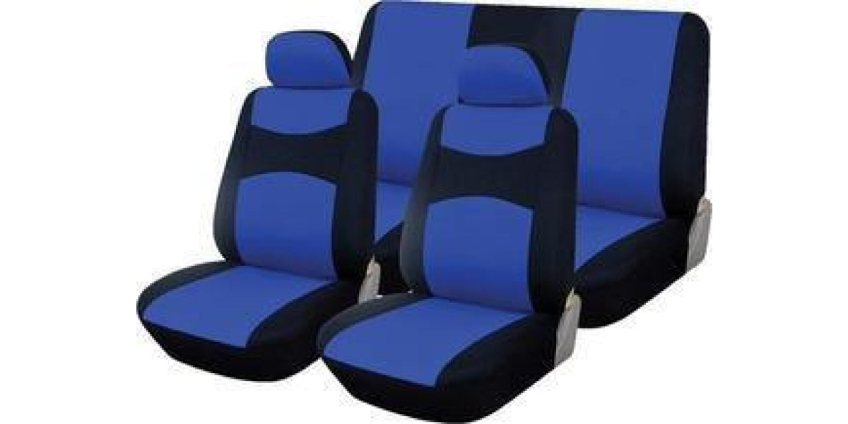 Car Seat Cover Car Seat Cover Set 11Pc Black/Blue SA154 -Modern Auto Parts!