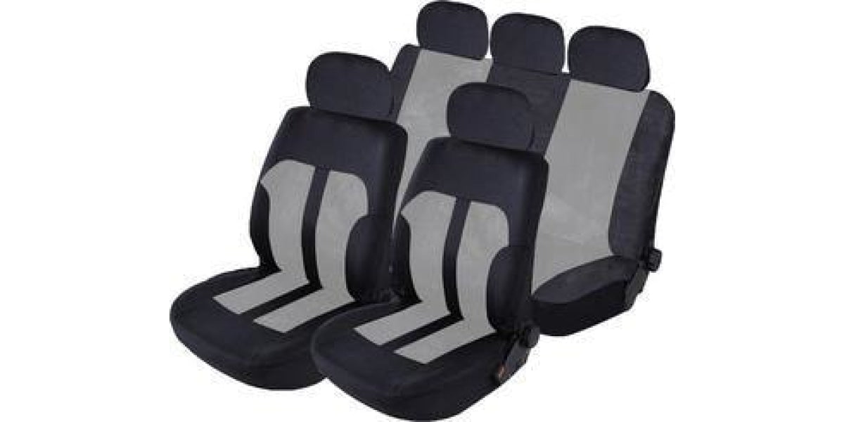 Car Seat Cover Car Seat Cover Set 11Pc Black/Grey SA171 -Modern Auto Parts!