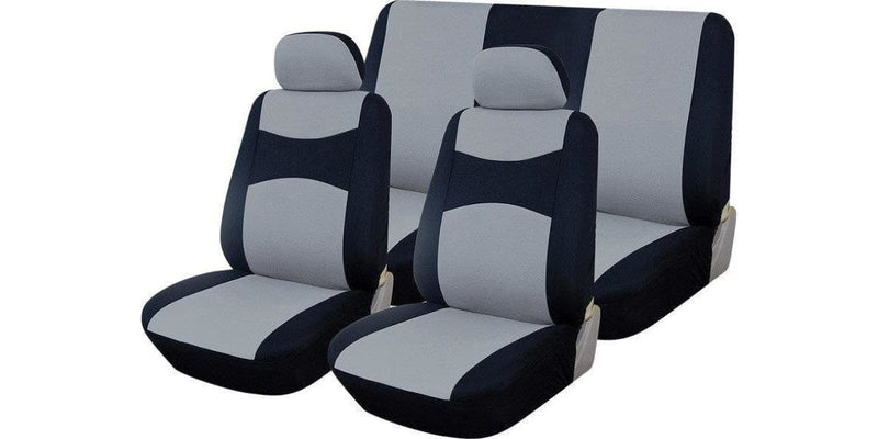 Car Seat Cover Car Seat Cover Set Black/Silver 6Pc SA156 -Modern Auto Parts!