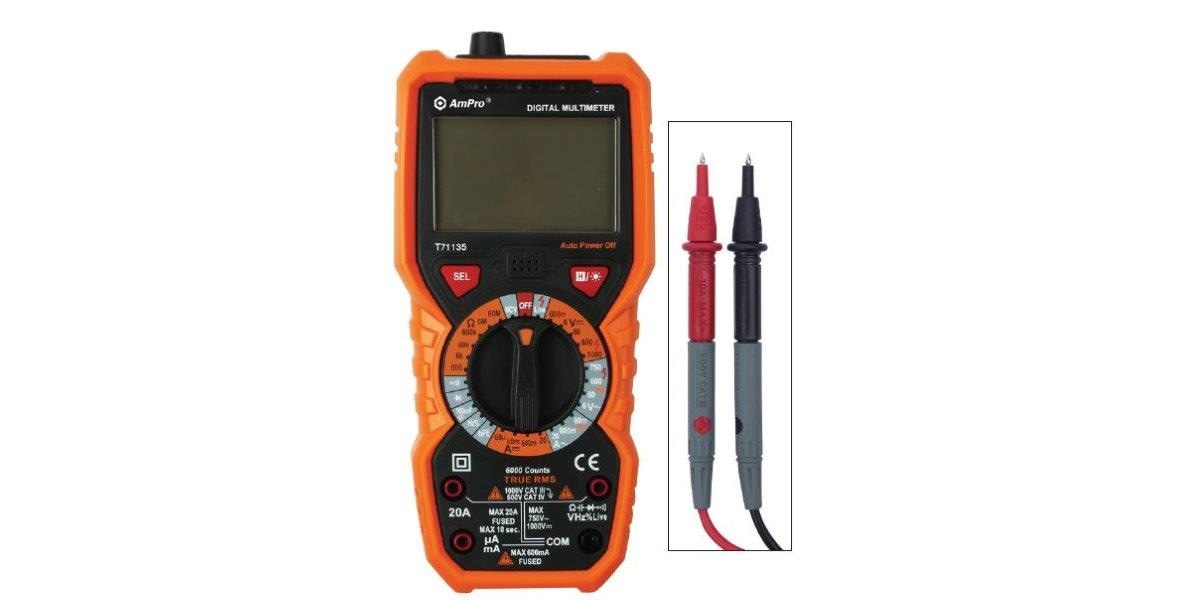 Digital Multimeter Ac/Dc 6 Function AMPRO T71135 tools at Modern Auto Parts!