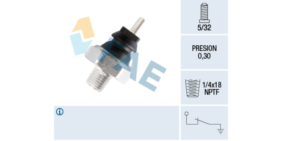 Oil Pressure Switch 0.30 1/4X18Npt Ford,Mazda (Kent,Koln,Essex,Cvh,Zetec,Duratec) (FAE 12220)