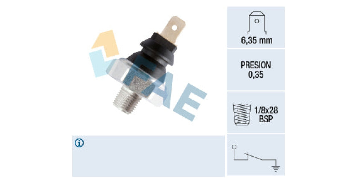 Oil Pressure Switch 0.35 1/8X28Bsp Cam Inyathi,Chana Bennie,Star,Chev Spark,Ford Husky,Hyundai Accent,Atos,Mazda 3) (FAE 11610)