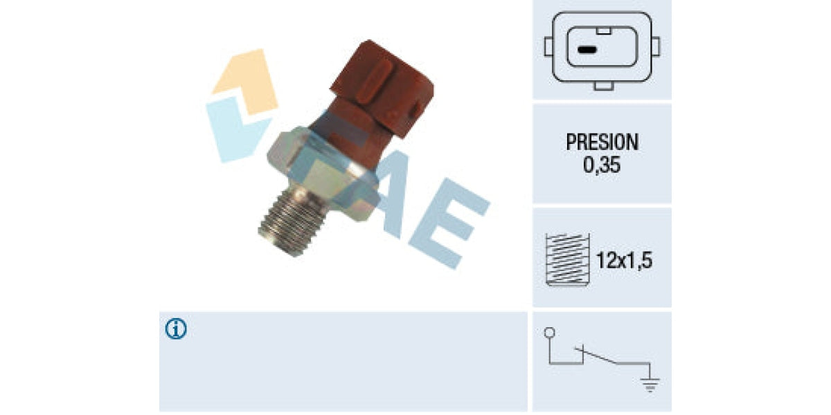 Oil Pressure Switch 0.35 M12X1.50 Bmw (N13,N43,N46,N47,N52,N54,N55,M10,M40,M43,M44) (FAE 12410)