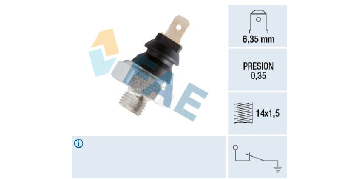 Oil Pressure Switch 0.35 M14X1.50 Alfa,Chev,Fiat Uno,Opel Kadett,Renauklt R9 (FAE 11410)