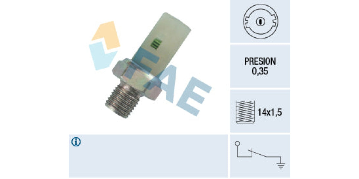 Oil Pressure Switch 0.35 M14X1.50 Proton Savvy,Renault (D4F,E7J,D7F,K7M) (FAE 12370)