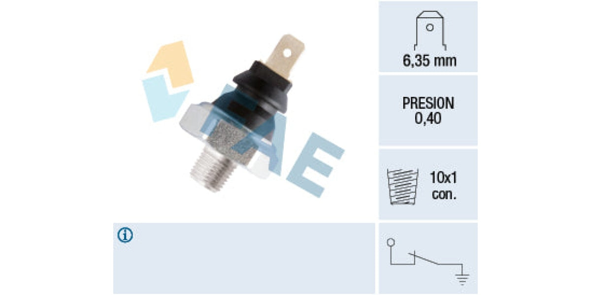 Oil Pressure Switch 0.40 M10X1.00 Alfa,Leyland Mini,Vw Beetle,Volvo (FAE 11060)