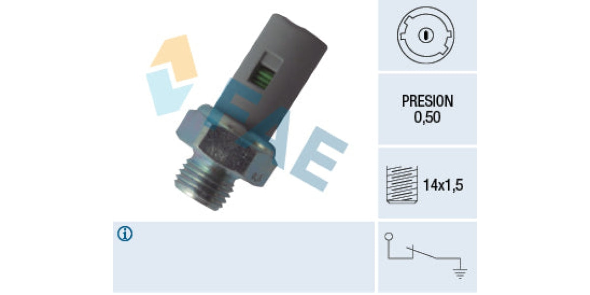 Oil Pressure Switch 0.50 M14X1.50 Nissan,Renault (K9K,F9Q,F4R,K4J,K4M) (FAE 12636)