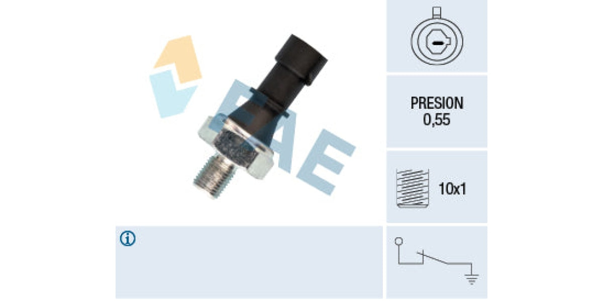 Oil Pressure Switch 0.55 M10X1.00 Chev,Opel (F18D4,A14Xer,Z14Xep,A14Net,Z16Xep,A16Xer,A16Let,Z18Xer,Z14Xe,C16Se) (FAE 12436)