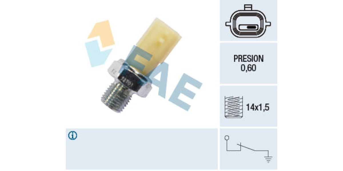 Oil Pressure Switch 0.60 M14X1.50 Nissan,Renault (K4M,F4R,K9K,F9Q,M9R) (FAE 12701)