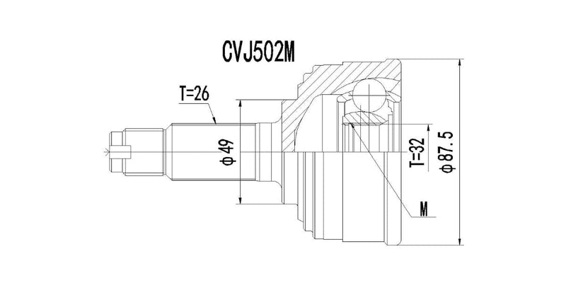 Outer Cv Joint Honda 150I,160I,Sohc,Dohc,Prelude,Crx 195-1992 at Modern Auto Parts!