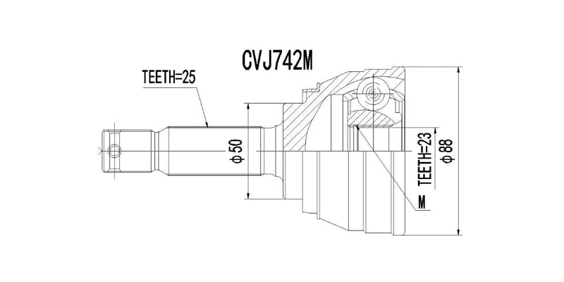 Outer Cv Joint Hyundai Elantra 1.6,1.8,Sonata 1983-1998 at Modern Auto Parts!