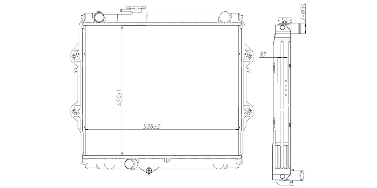 Radiator Toyota Hilux 2400D 2L,2L-2 1995-2005 at Modern Auto Parts!