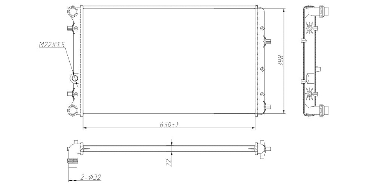 Radiator Vw Crosspolo,Polo,Polo Classic,Vivo Bts,Cls,Blm,Clp,Bah,Bud,Cay,Cln,Asz 2004-2014> at Modern Auto Parts!