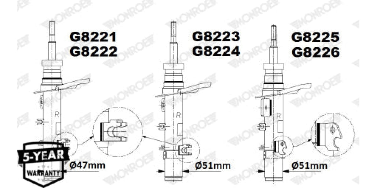 Shock Front Left Peugeot 208 2012> (Monroe)(G8222) Absorber