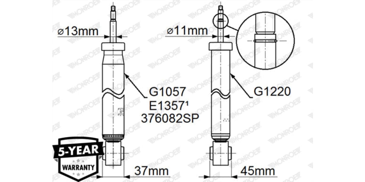 Shock Rear Vw Jetta 6 2011-2016> (Monroe)(G1220) Absorber